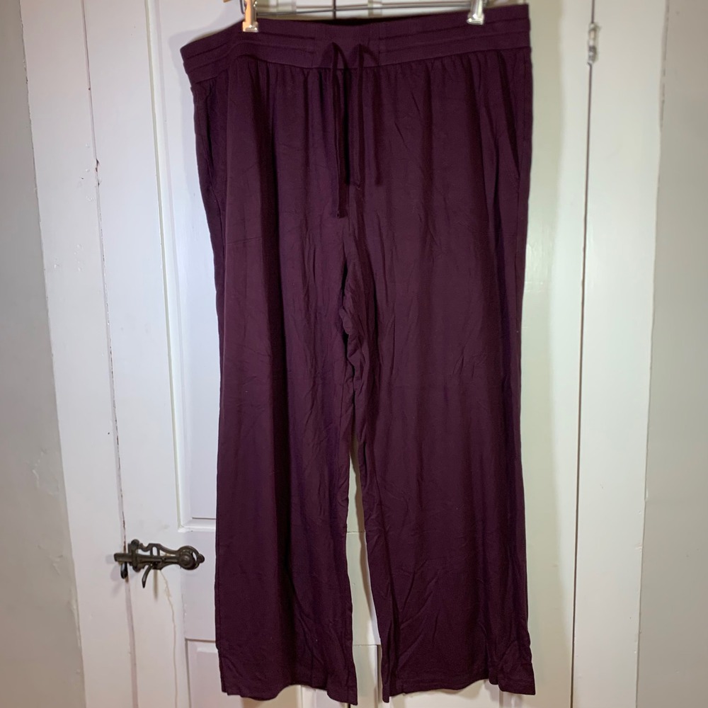 Terra & Sky Womens 2X Plum Wide Leg Lounge Pants Elastic Drawstring Pockets